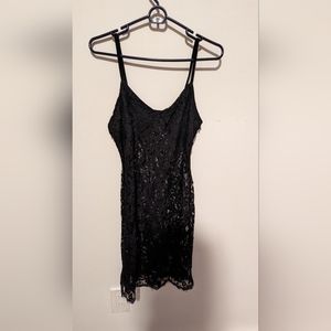 KOURTNEY KARDASHIAN BARKER LACE MINI SLIP DRESS